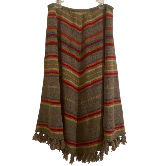 Vintage Lauren Ralph Lauren Lambswool Rainbow Southwestern Woven Blanket Skirt